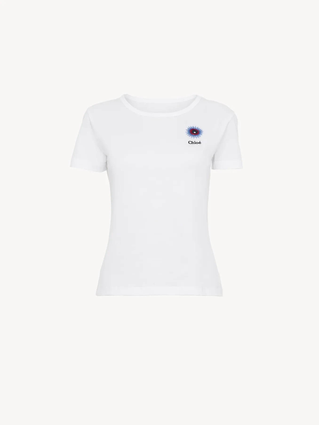 Tops Et Blouses-Chloé T-Shirt Ajuste Col Rond Blanc