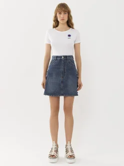 Tops Et Blouses-Chloé T-Shirt Ajuste Col Rond Blanc