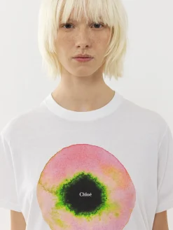 Tops Et Blouses-Chloé T-Shirt Col Rond White - Pink 1