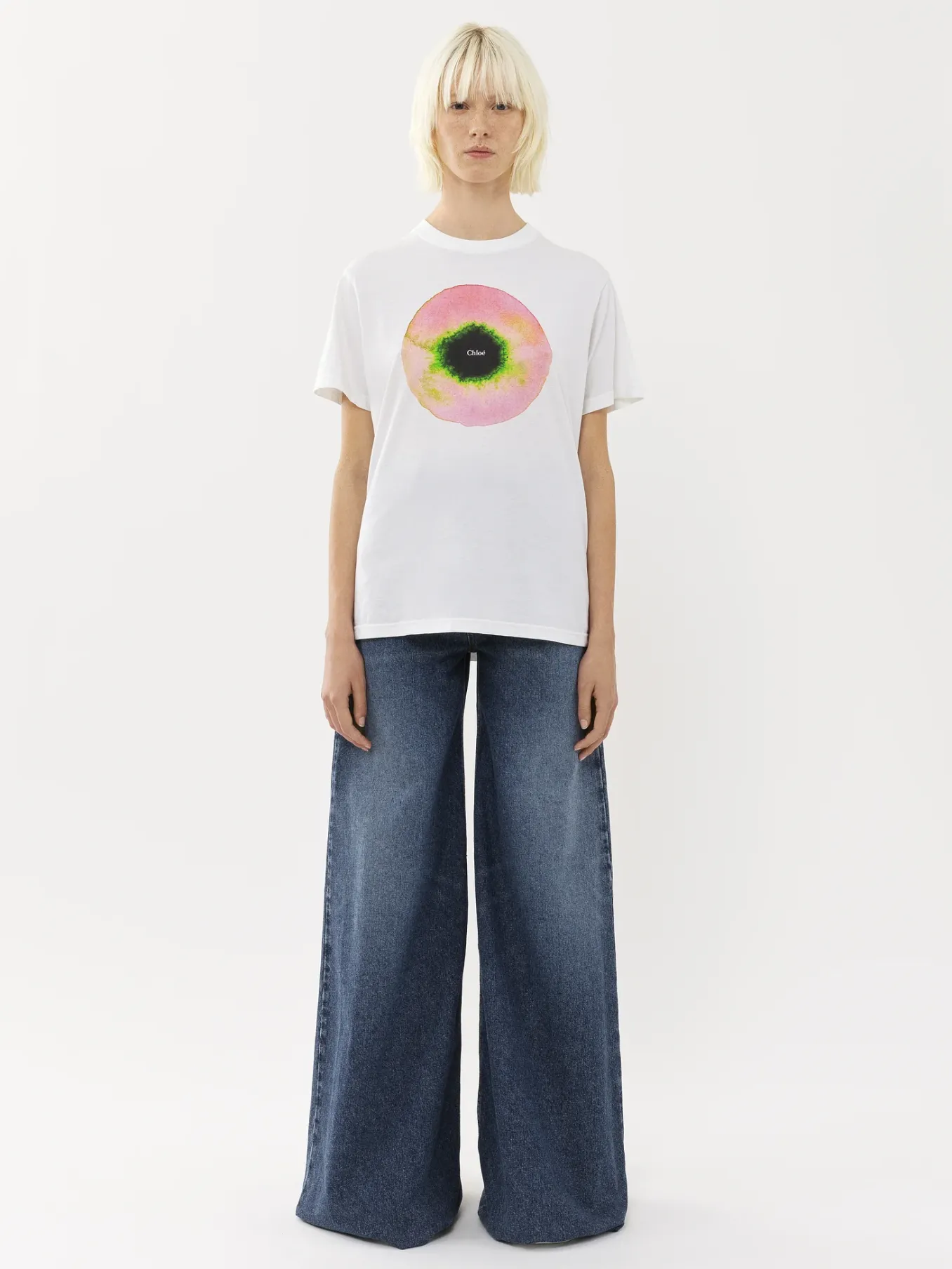 Tops Et Blouses-Chloé T-Shirt Col Rond White - Pink 1