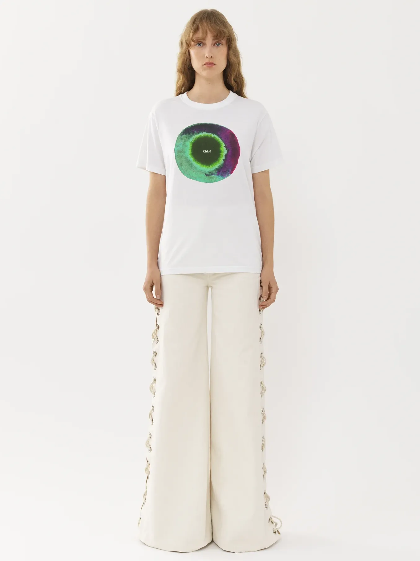 Tops Et Blouses-Chloé T-Shirt Col Rond White - Green 1