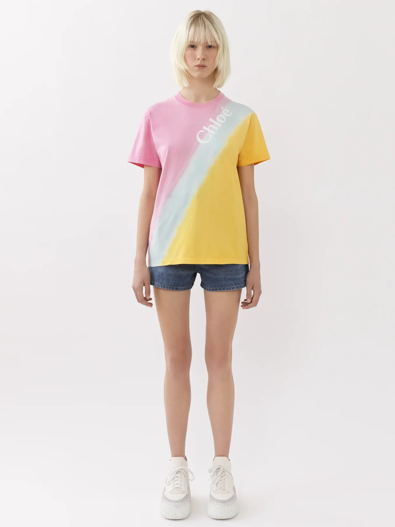 Tops Et Blouses-Chloé T-Shirt Col Rond Multicolor Pink 1