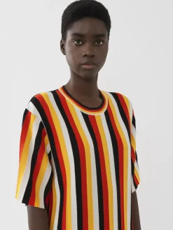 Maille-Chloé T-Shirt Col Rond Multicolor Orange 1
