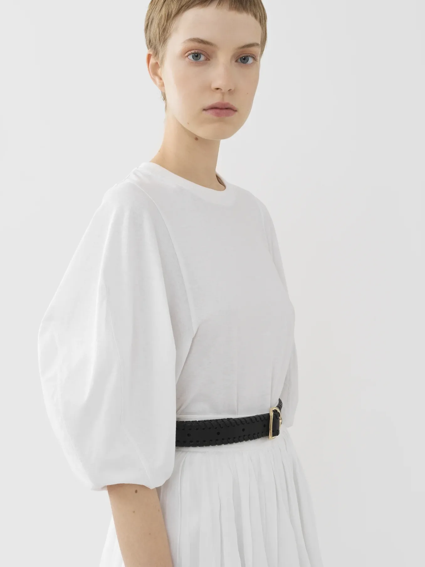 Tops Et Blouses-Chloé T-Shirt Manches Ballon Blanc