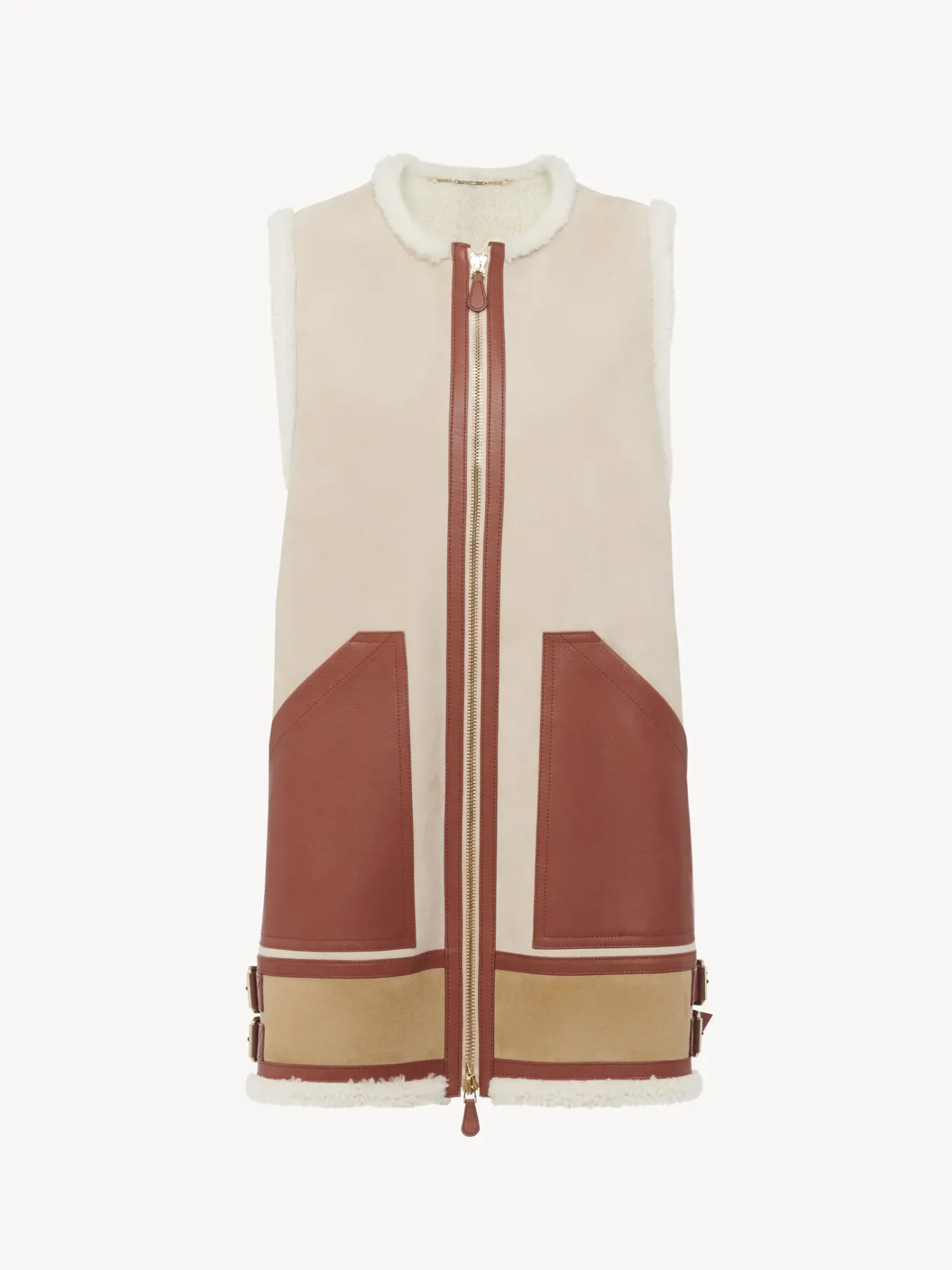 Vestes-Chloé Veste Aviateur Sans Manches Soft Tan