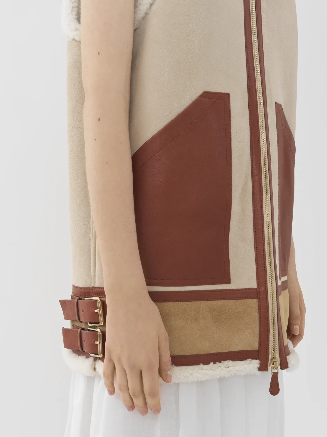 Vestes-Chloé Veste Aviateur Sans Manches Soft Tan