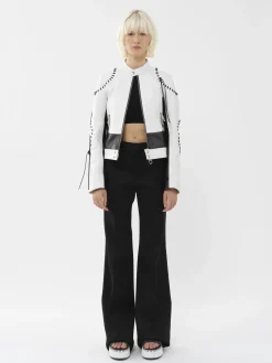 Vestes-Chloé Veste Biker Courte A Lacets Black - White 1