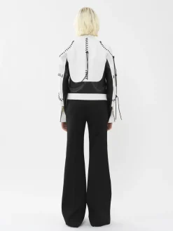 Vestes-Chloé Veste Biker Courte A Lacets Black - White 1