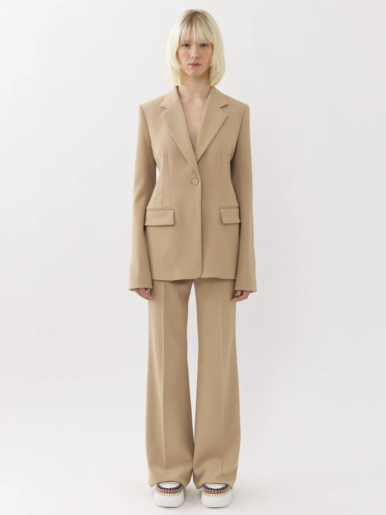 Vestes-Chloé Veste Blazer Forme Cloche Pearl Beige