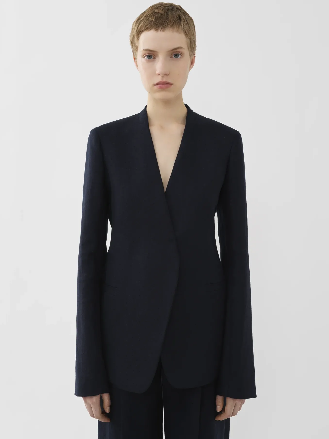 Vestes-Chloé Veste Blazer Sans Col Ouverte Abyss Blue