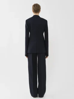 Vestes-Chloé Veste Blazer Sans Col Ouverte Abyss Blue
