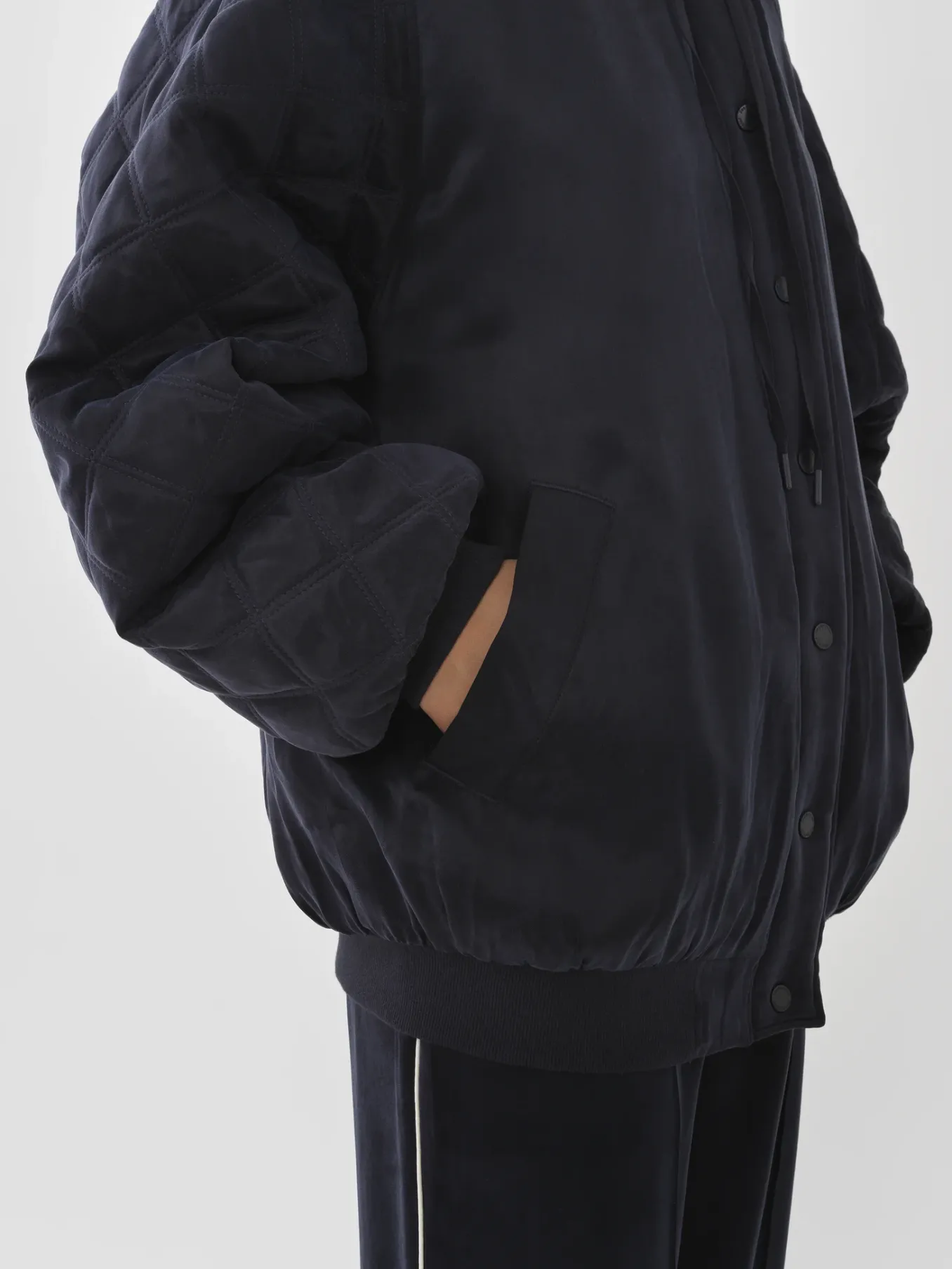 Vêtements-Chloé Veste Bomber A Capuche Ink Navy