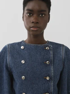 Vestes-Chloé Veste Croisee Manches Boule Dusky Blue